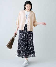 ANY リネンブレンドハーフスリーブカーディガン