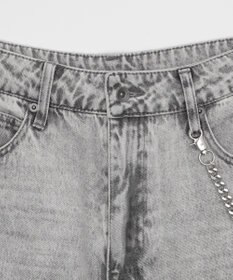 WEGO 【ユニセックス着用ITEM】チェーン付きスーパーバギーデニムショーツ