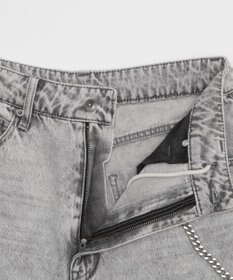 WEGO 【ユニセックス着用ITEM】チェーン付きスーパーバギーデニムショーツ