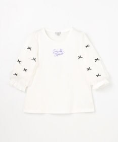 ANY KIDS リボン×チュール 七分袖Tシャツ