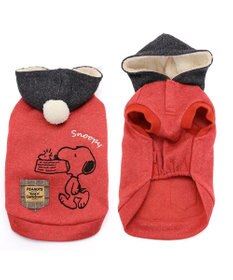 PET PARADISE 犬 服 秋 スヌーピー パーカー 【小型犬】 カジュアル レッド