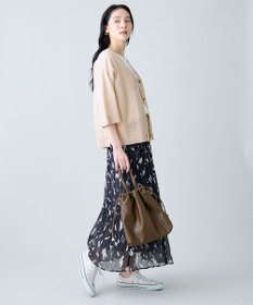 ANY リネンブレンドハーフスリーブカーディガン