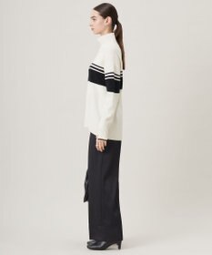 ICB 【CLASSY.1月号掲載・洗える】ソフトカシミヤミックス 配色ボーダーハイネックニット