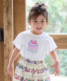 ANY KIDS 袖レース ケーキプリント Tシャツ