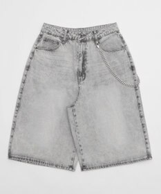 WEGO 【ユニセックス着用ITEM】チェーン付きスーパーバギーデニムショーツ