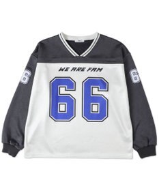 WEGO VネックナンバリングサテンBIGスウェット