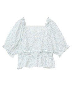 earth music&ecology フラワー刺繍フリルヘムブラウス