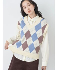 earth music&ecology アーガイルニットベスト