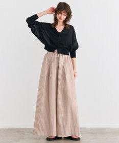 BEIGE， 【洗える】FREESIA / イージーウエストストライプフレアスカート