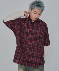 WEGO 【ユニセックス着用ITEM/MLサイズ展開】チェックレイヤードシャツ（LS）