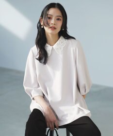 UNFILO 【2WAY/新色追加/セレモニー】BEAUTY MOVE レース襟ブラウス [NEW]ライトグレー