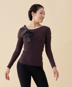 Chacott 【ノーソーイングニット】チュールリボンニットトップ