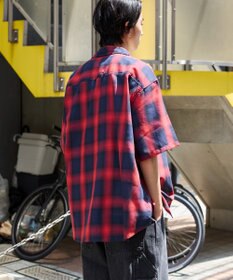 WEGO 【ユニセックス着用ITEM/SMLサイズ展開】オンブレチェックシャツ（SS）