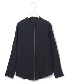 ICB L 【UVケア・速乾・洗える】BackSatinAmunzen バンドカラーブラウス