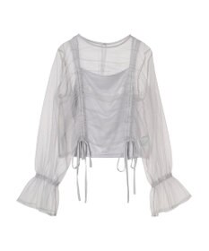 Green Parks ・ＥＬＥＮＣＡＲＥ　ＤＵＥ　チュールギャザーブラウス