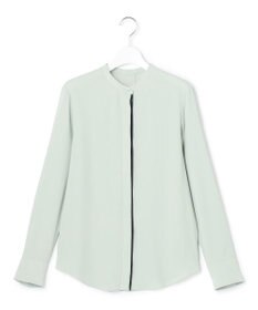 ICB 【新色追加・WEB限定カラーあり】BackSatinAmunzen バンドカラーブラウス スモークグリーン