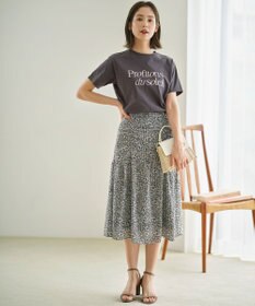 組曲 フラワーレイヤープリント ギャザースカート