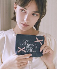 Maison de FLEUR ラインストーンデニムポーチ