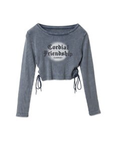 WEGO ヴィンテージウォッシュレースアップロンT