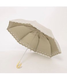 UNBILLION カシュネ cachenez / PUグレースフラワー刺繍トップレス2段折りたたみ傘