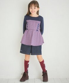 組曲 KIDS 【150-170㎝】 オータムチェックドッキングTシャツ