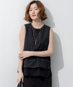 23区 【先行予約】シアーチェックレイヤード スリーブレス Tブラウス