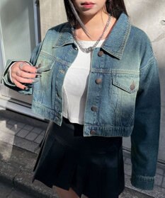 WEGO ヴィンテージウォッシュショートデニムジャケット