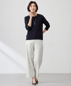 J.PRESS LADIES S 【セットアップ対応・洗える】セルロースリネンストレッチ ワイド パンツ