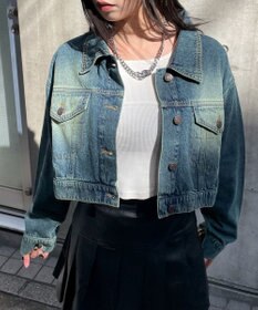 WEGO ヴィンテージウォッシュショートデニムジャケット