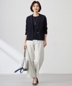 J.PRESS LADIES 【セットアップ対応・洗える】セルロースリネンストレッチ ワイド パンツ