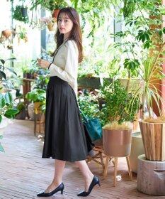 Tiaclasse 【洗える】パール付き配色ボウタイニットトップス