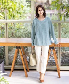 Tiaclasse 【洗える】大人可愛いワッフルニットトップス