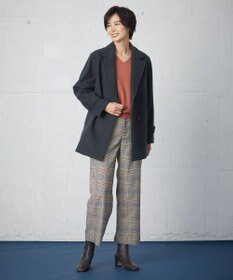 J.PRESS LADIES 【洗える】PL/Visストレッチチェック セミワイド パンツ