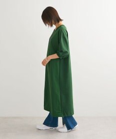 Green Parks ７分袖裏毛ドッキングロゴワンピース