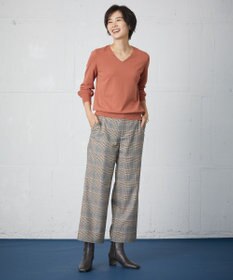 J.PRESS LADIES 【洗える】PL/Visストレッチチェック セミワイド パンツ