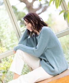 Tiaclasse 【洗える】大人可愛いワッフルニットトップス