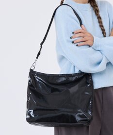 LeSportsac MEDIUM ZIP SHOULDER/ブラックシャイン