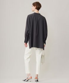 ICB 【洗える】ヴィンテージスパンブロード  バンドカラー長袖ブラウス