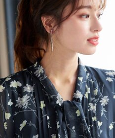 Tiaclasse L 【洗える】程良い透け感のプリントボウタイワンピース