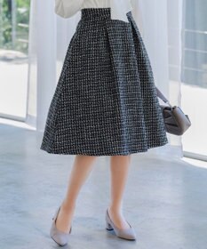 Tiaclasse 【洗える】ツイードタックフレアスカート