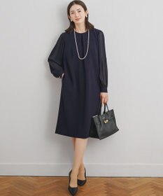 23区 L 【セットアップ対応/洗える】トリアセダブルジョーゼット シフォンスリーブ ワンピース