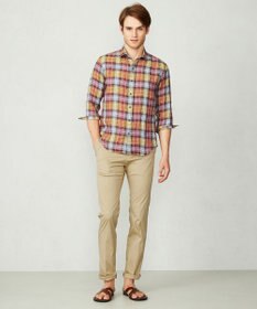 JOSEPH ABBOUD 【キングサイズ・アルビニリネン】チェック七分袖シャツ