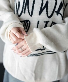 WEGO ハンドライティングジャガードニット