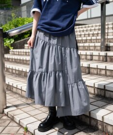 WEGO 【ウエストゴム】ランダムフリルロングスカート