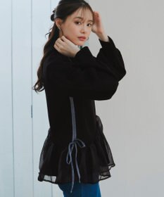 Tiaclasse 【洗える】ペプラムオーガンジーポンチトップス