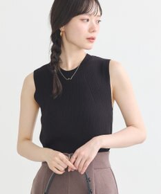 earth music&ecology ランダムリブノースリーブニット