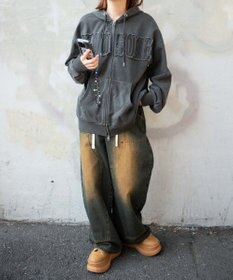 WEGO ヴィンテージウォッシュパッチワークBIGZIPパーカー