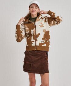 WOMEN】ピント柄 ジップアップニットフーディ / PW CIRCULUS