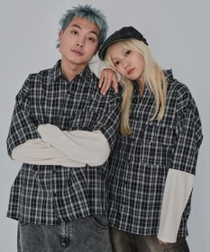 WEGO 【ユニセックス着用ITEM/MLサイズ展開】チェックレイヤードシャツ（LS）