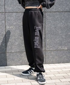 WEGO 【ウエストゴム】ラインストーンロゴスウェットパンツ